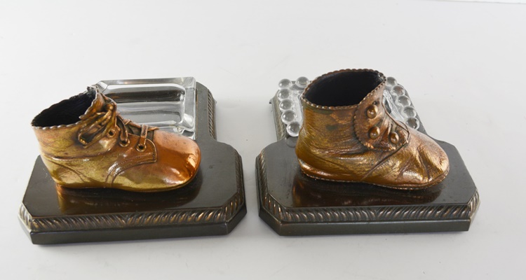 Pair of Copper Baby Shoe Ash Receivers
