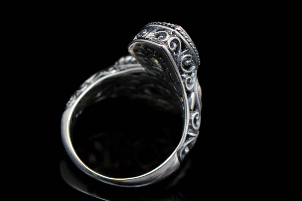 Robert Manse Sterling Silver, 18K Gold, Smoky Quartz and Lemon Quartz Ring