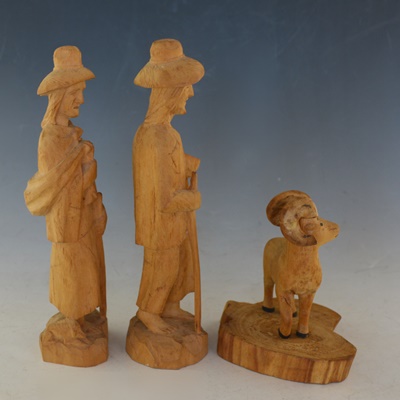 Three Wood Carved Figurines/Sculptures