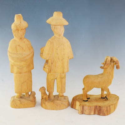 Three Wood Carved Figurines/Sculptures