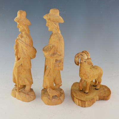 Three Wood Carved Figurines/Sculptures