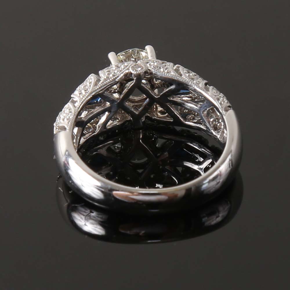 18K White Gold Diamond and Sapphire Ring