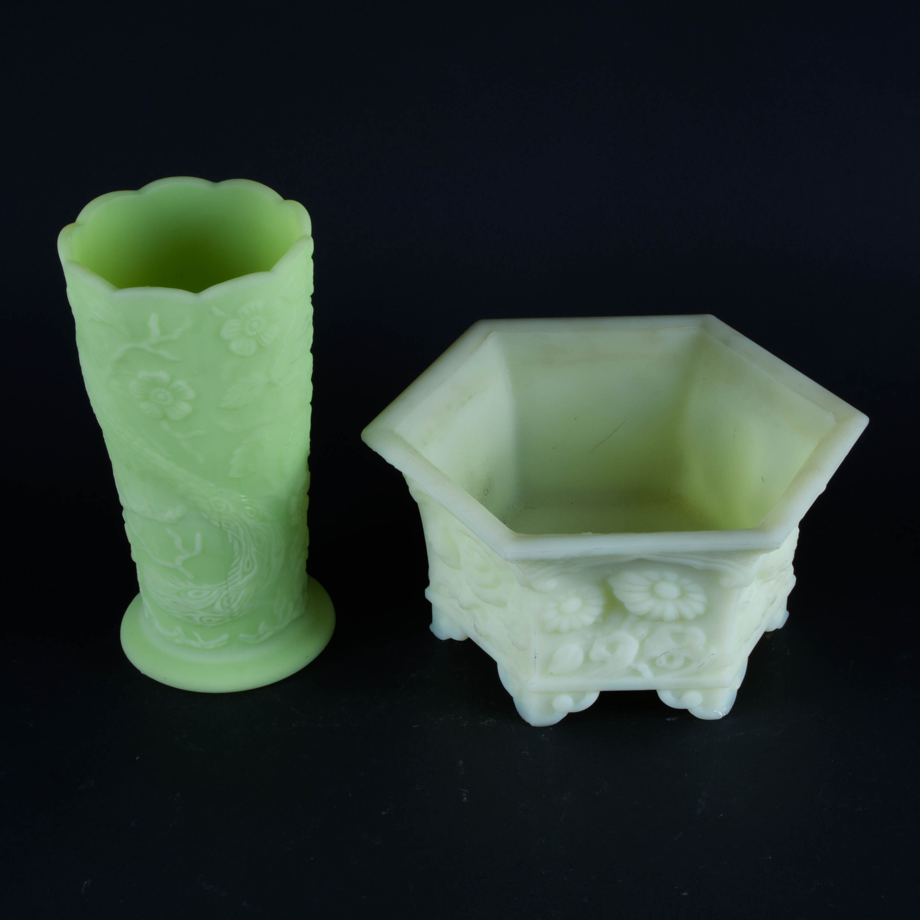 Vintage Fenton Green Glass Vases