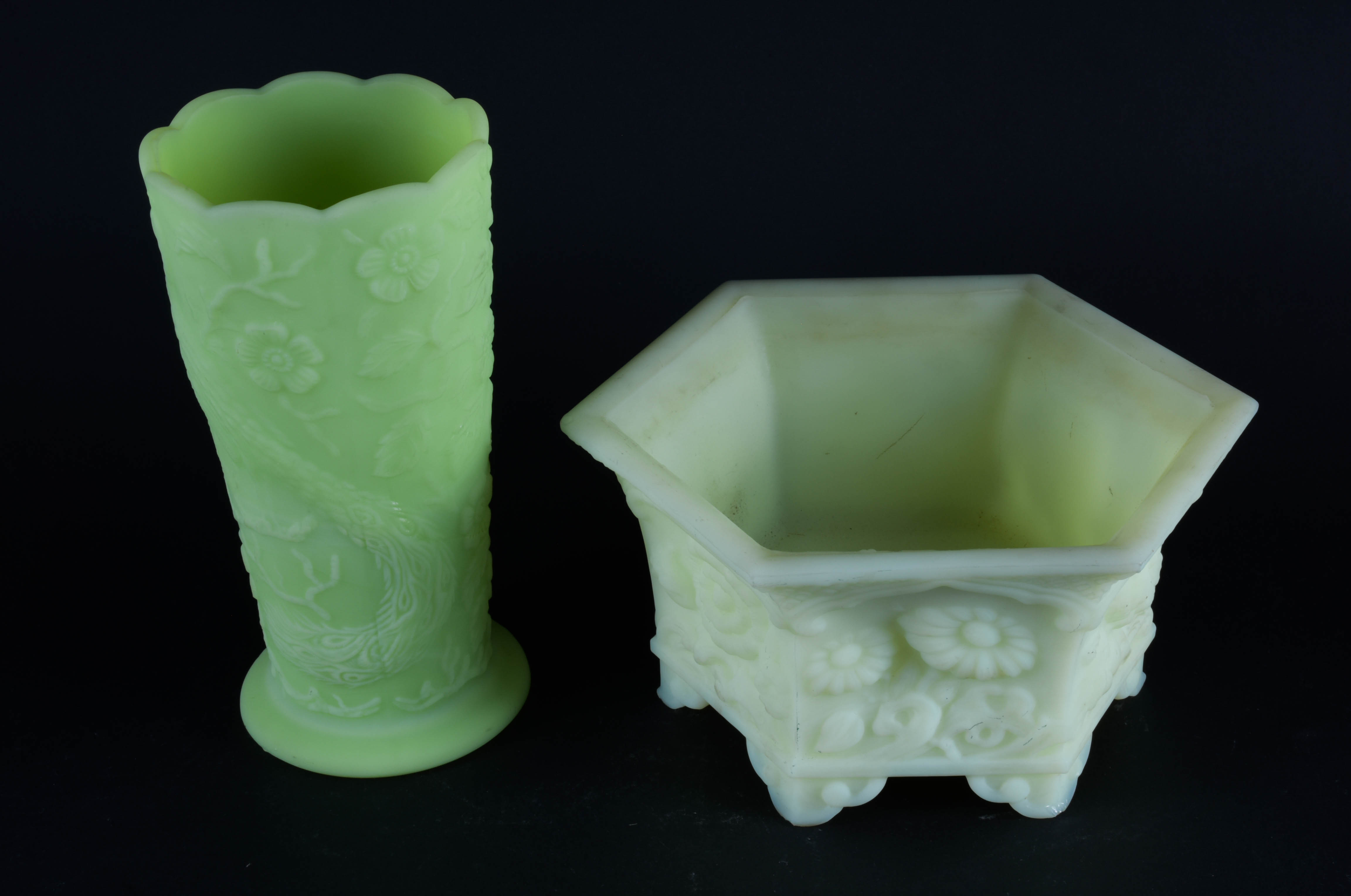 Vintage Fenton Green Glass Vases