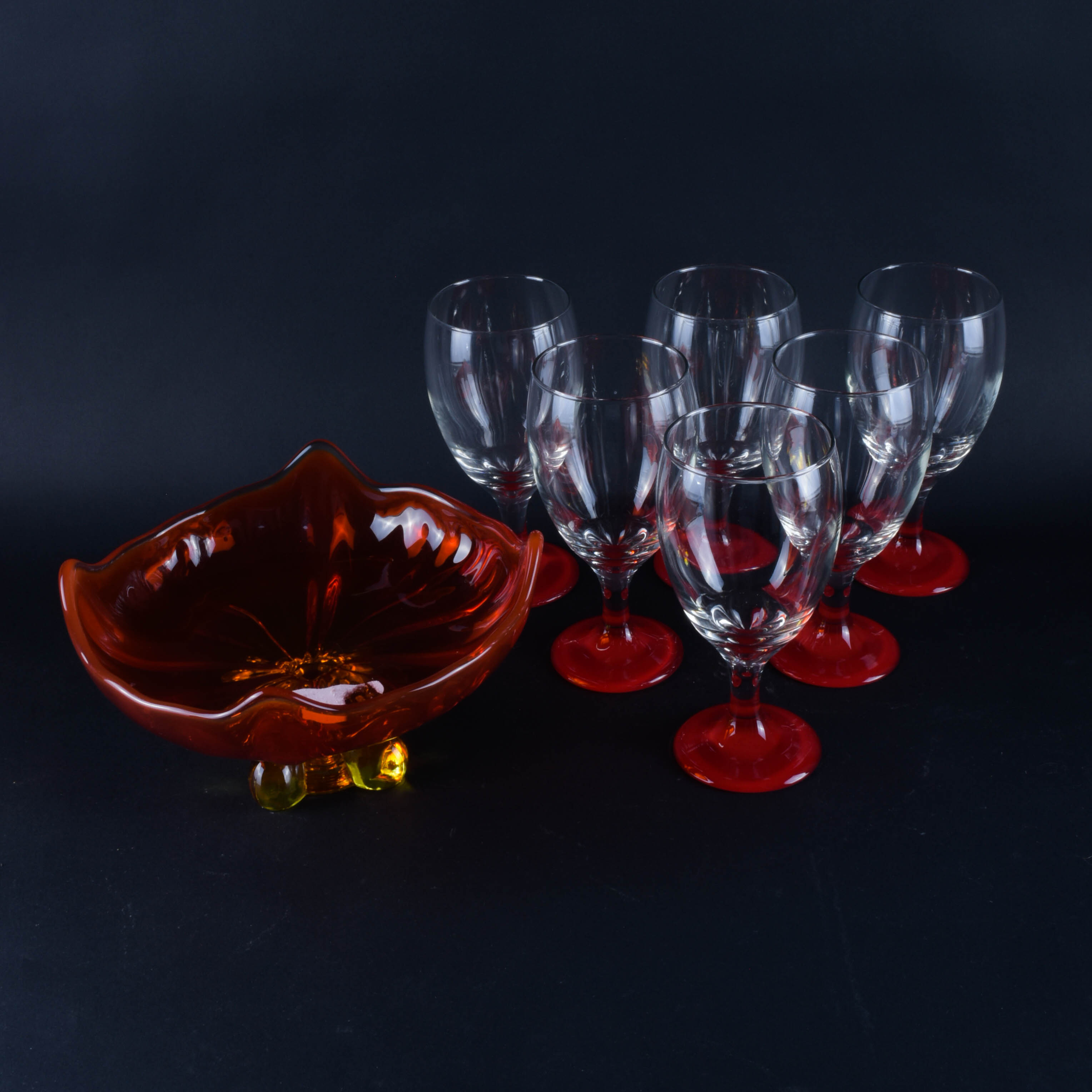Selection of Vintage Glassware Items Includes Libbey Goblets