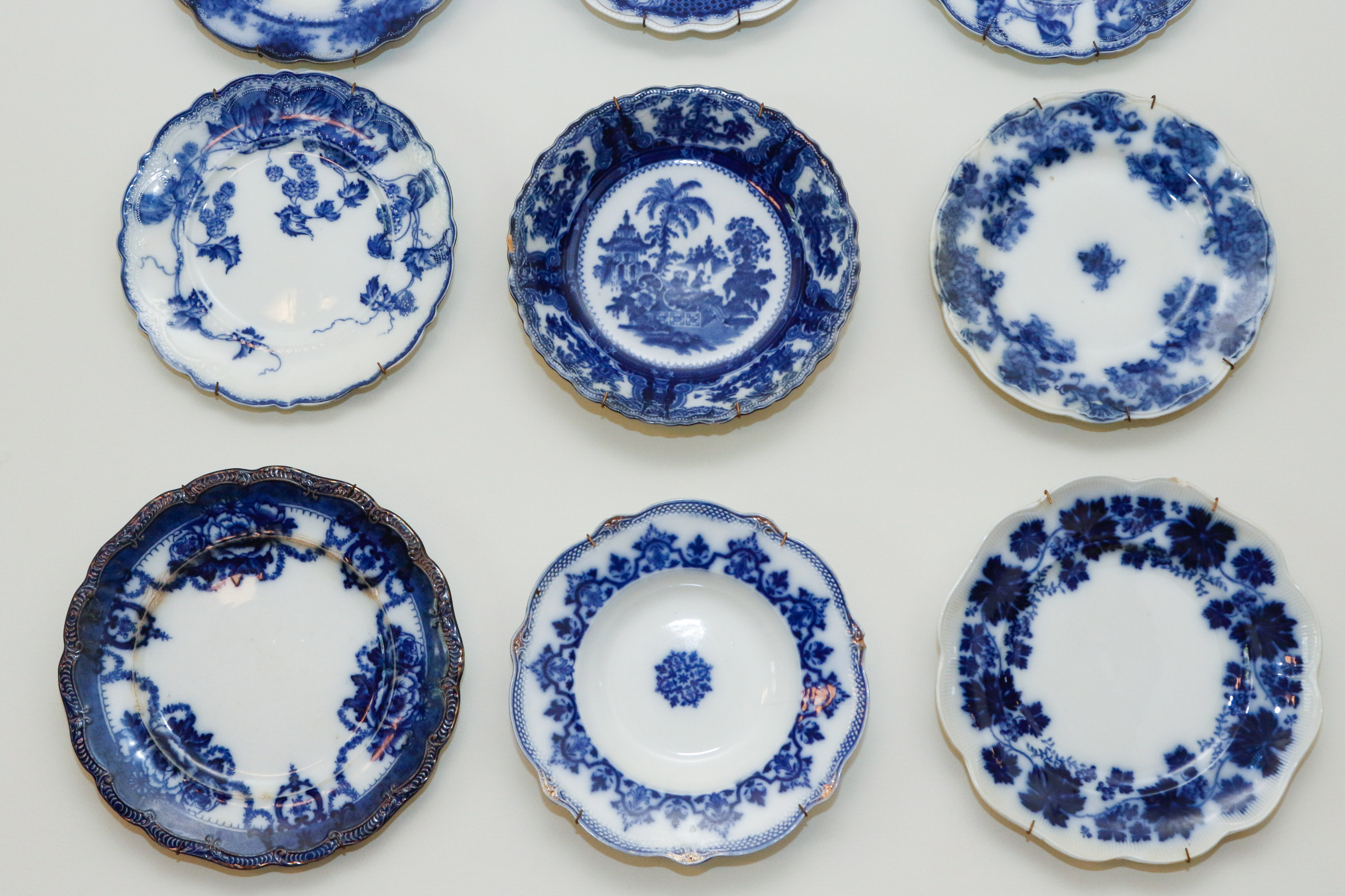 Collection of Antique English Flow Blue Plates