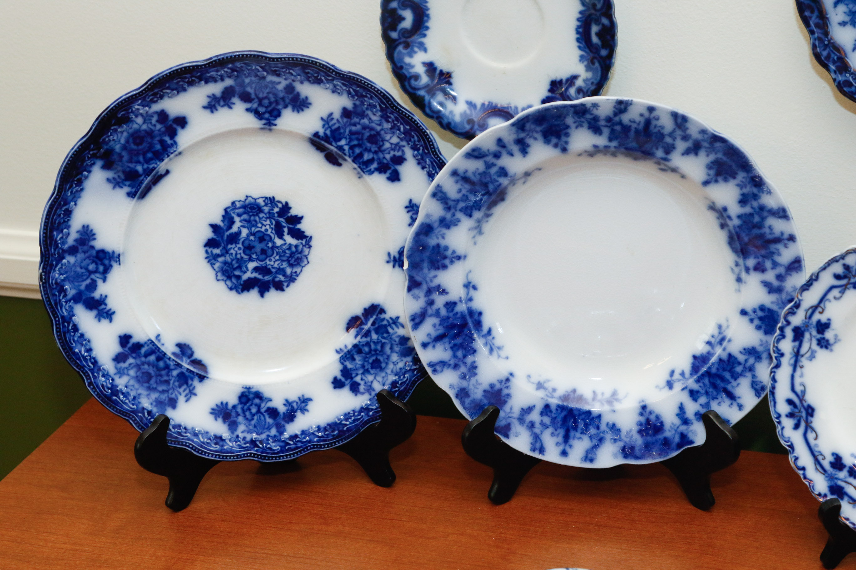 Collection of Antique English Flow Blue Plates