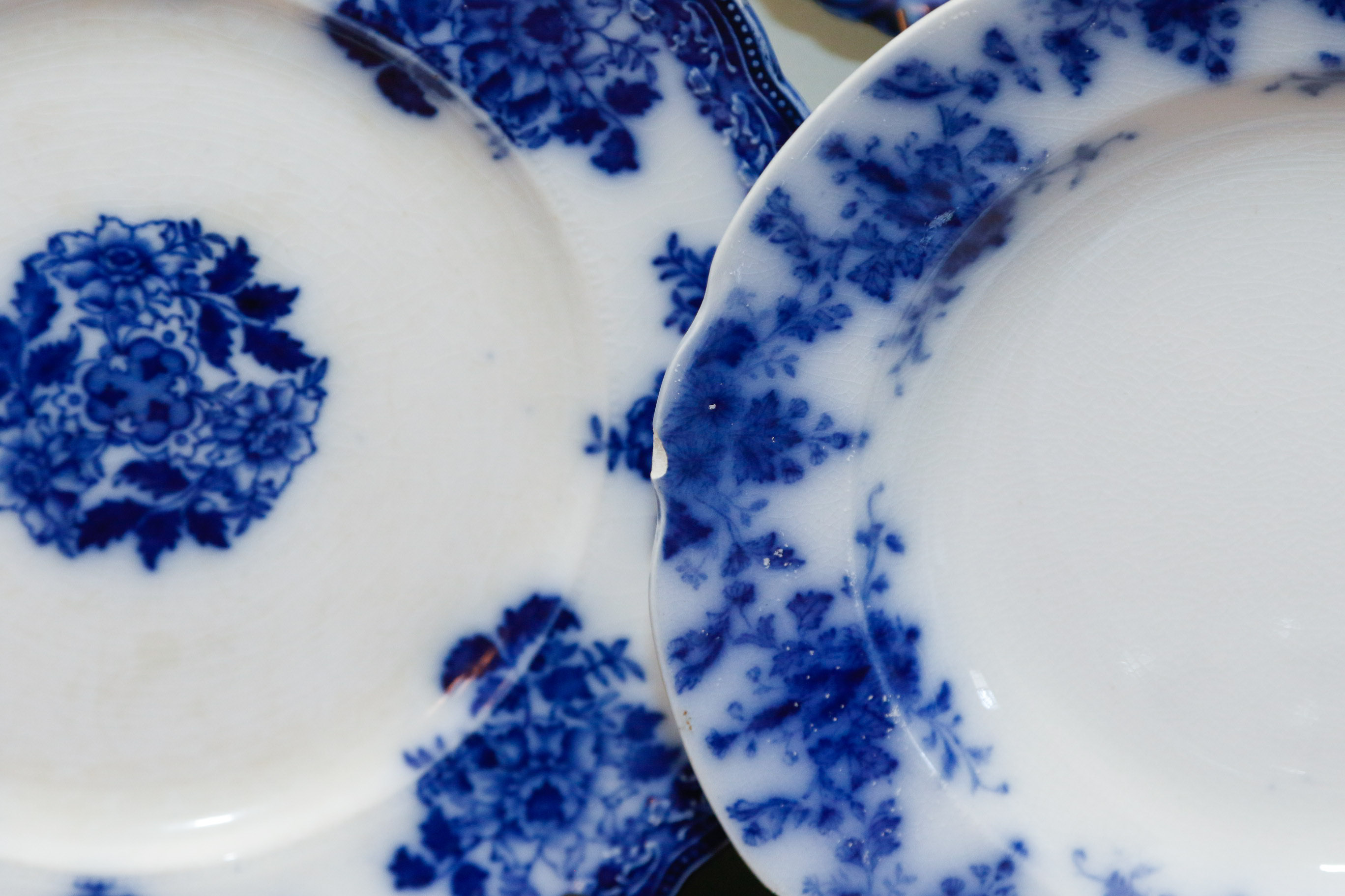 Collection of Antique English Flow Blue Plates