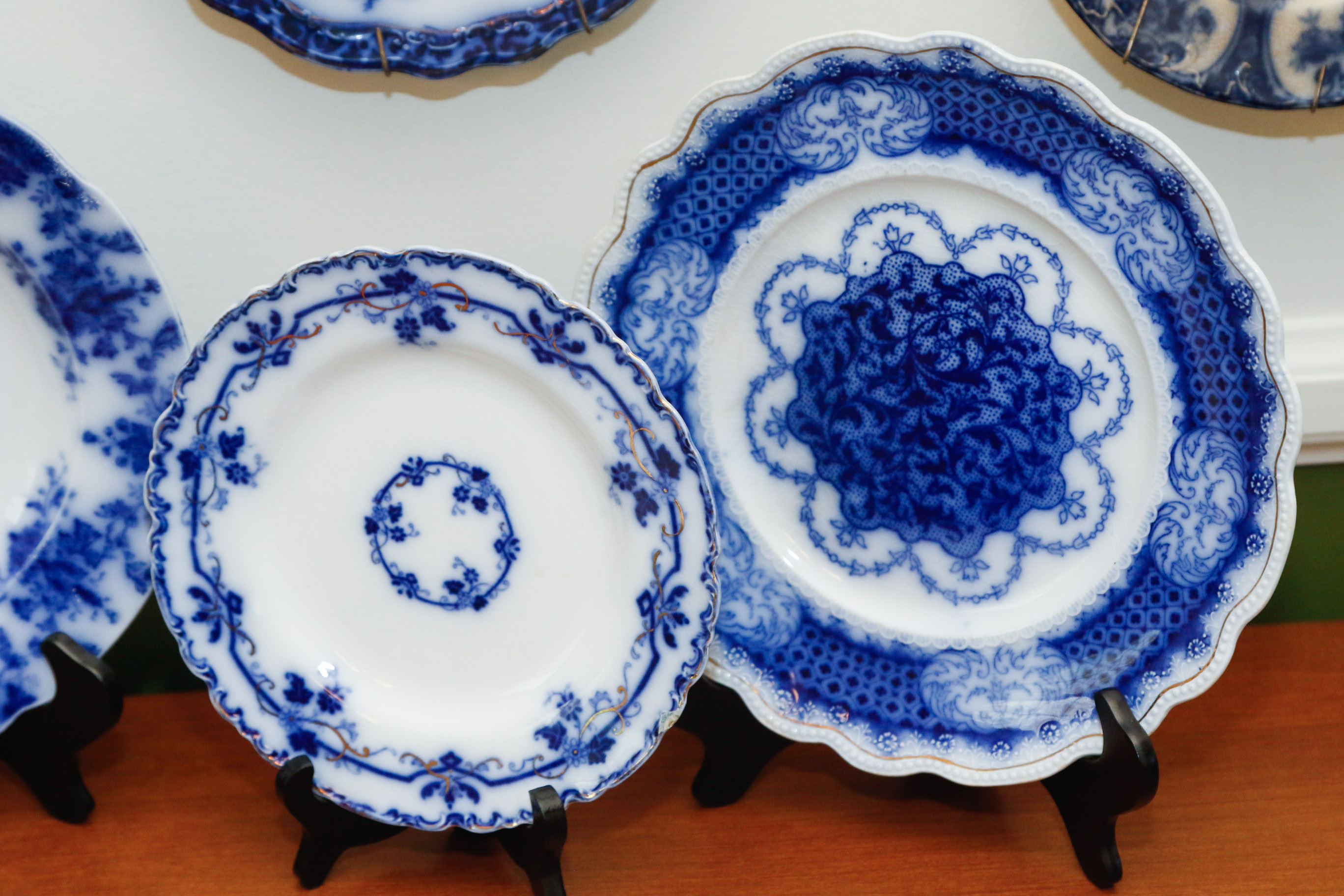 Collection of Antique English Flow Blue Plates