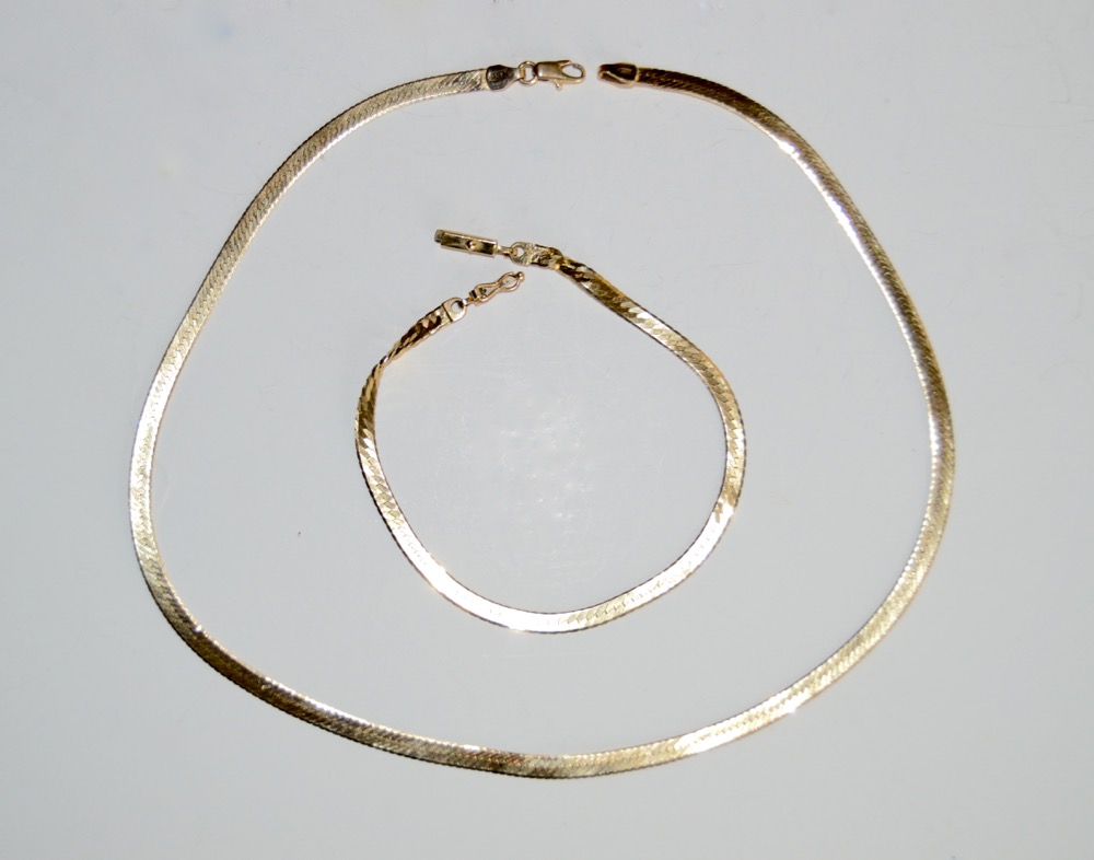 14K Yellow Gold Necklace and Bracelet