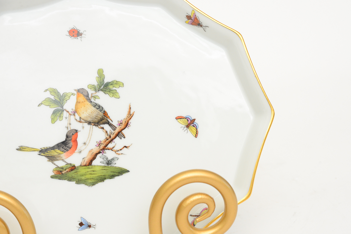 Pair of Herend 'Rothschild Bird' China Pieces