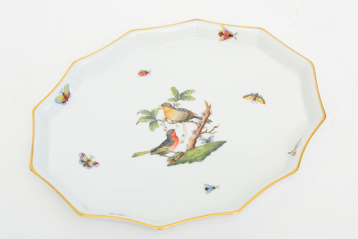 Pair of Herend 'Rothschild Bird' China Pieces