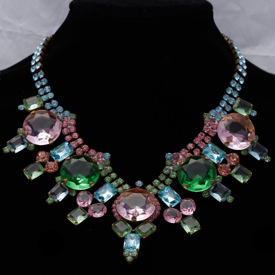 Vintage Lillian Czech Crystal Statement Necklace