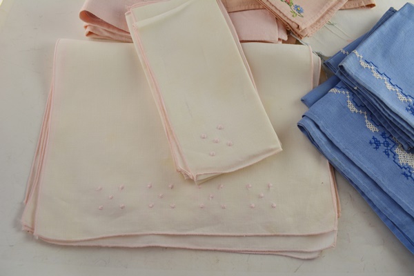 Pink, White and Blue Table Linens