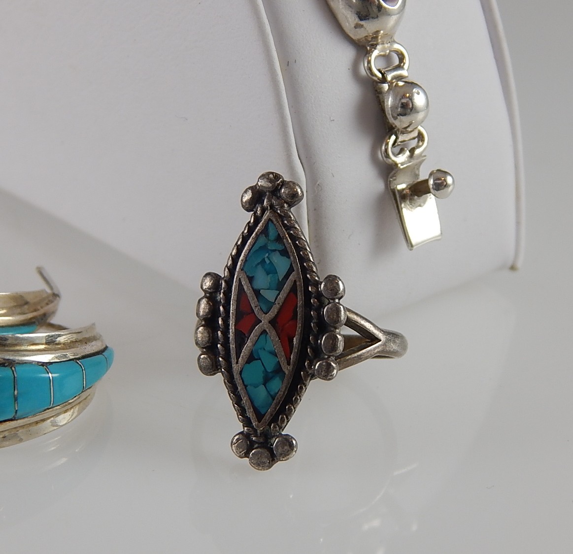 Sterling Silver Turquoise and Coral Jewelry Set