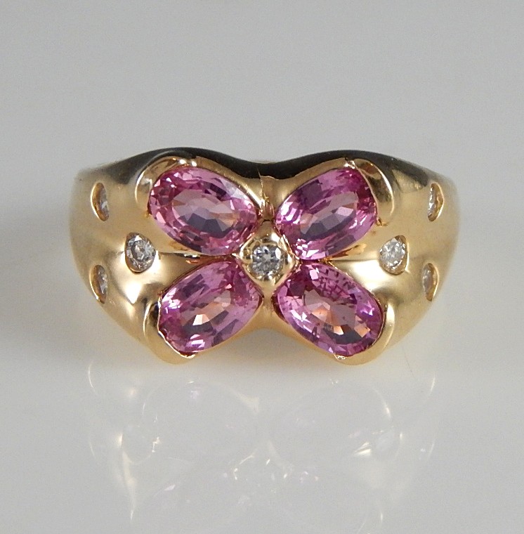 14K Yellow Gold and Pink Sapphire Ring