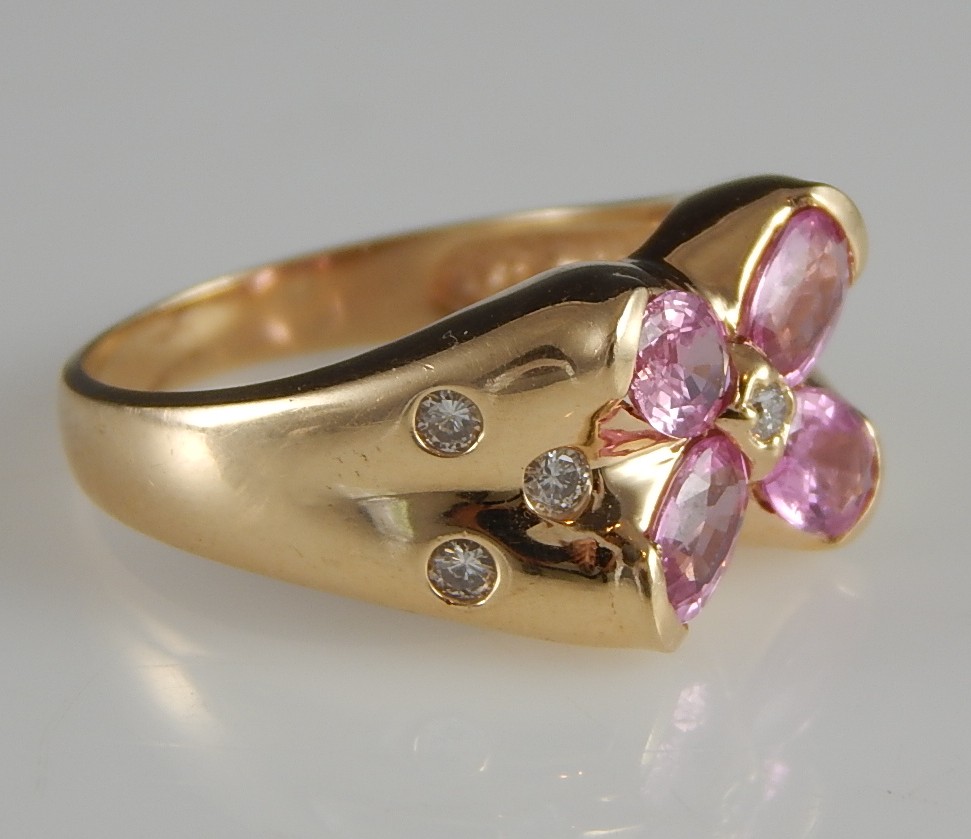 14K Yellow Gold and Pink Sapphire Ring