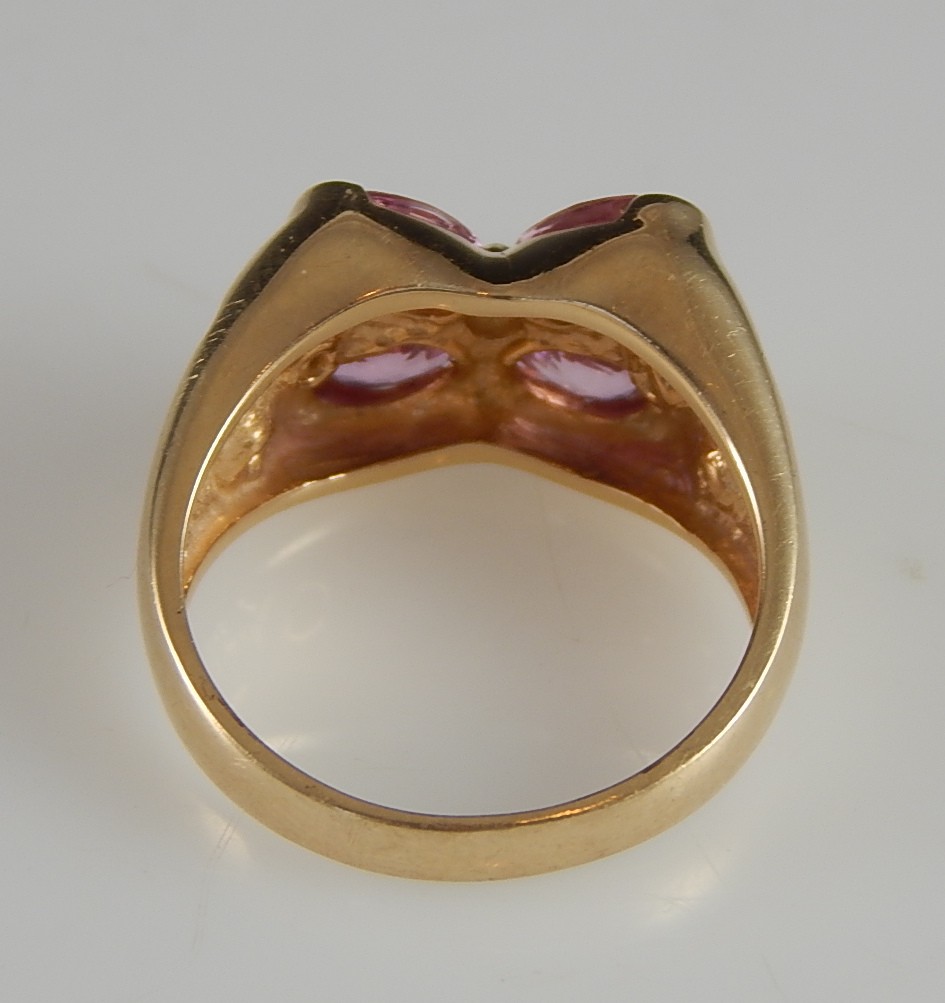 14K Yellow Gold and Pink Sapphire Ring