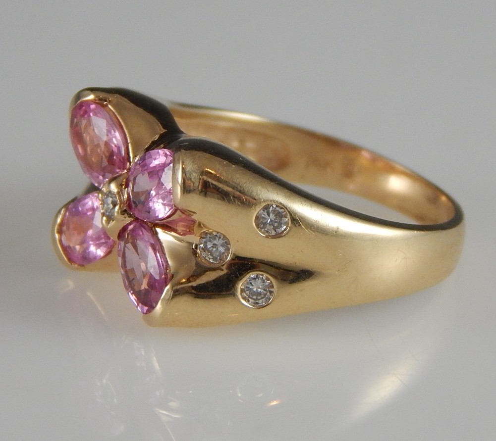 14K Yellow Gold and Pink Sapphire Ring
