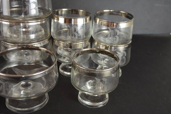 Silver Tone Rim Monogrammed Glass Sorbets