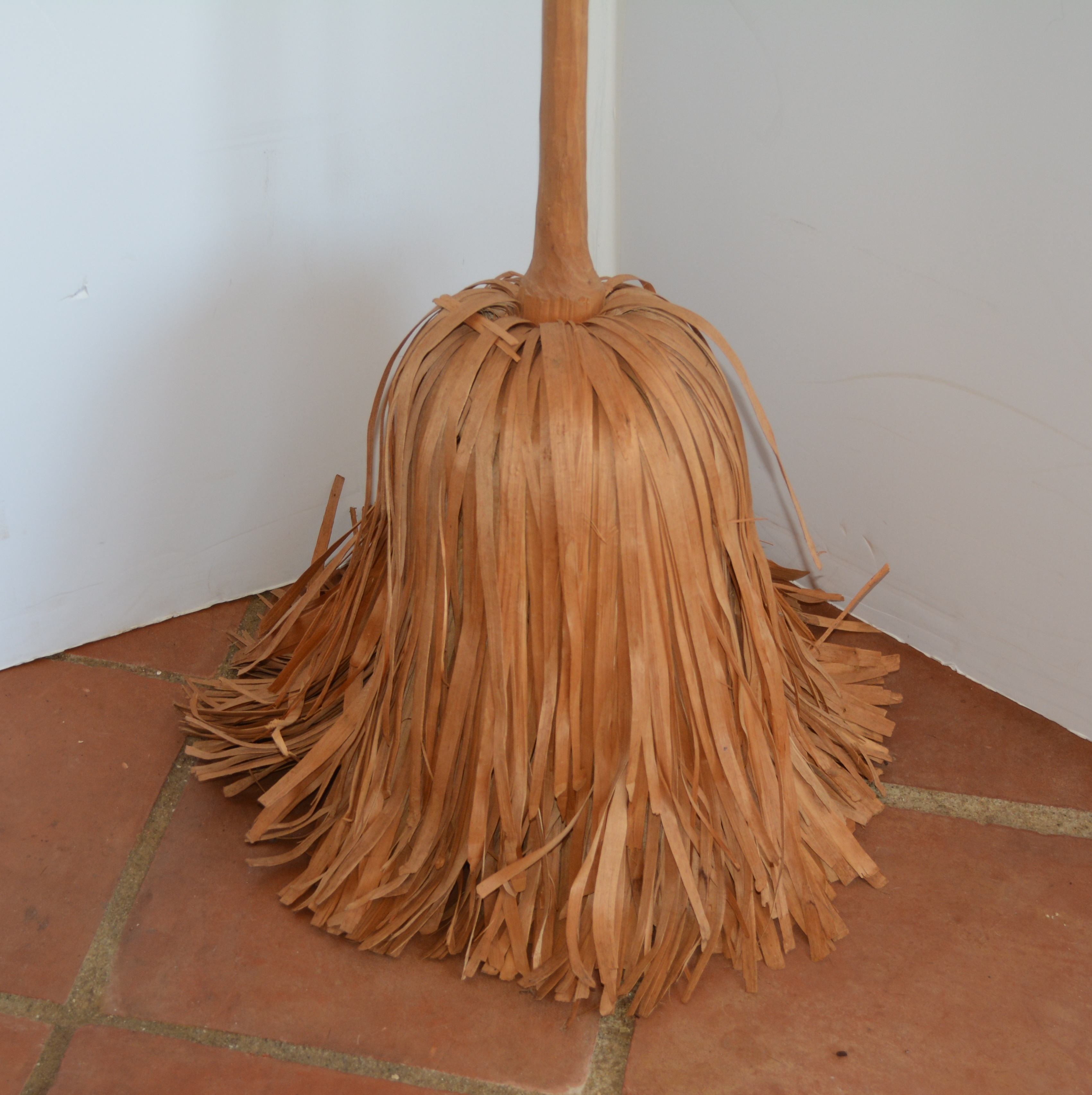 Carved Wood Handle Broom