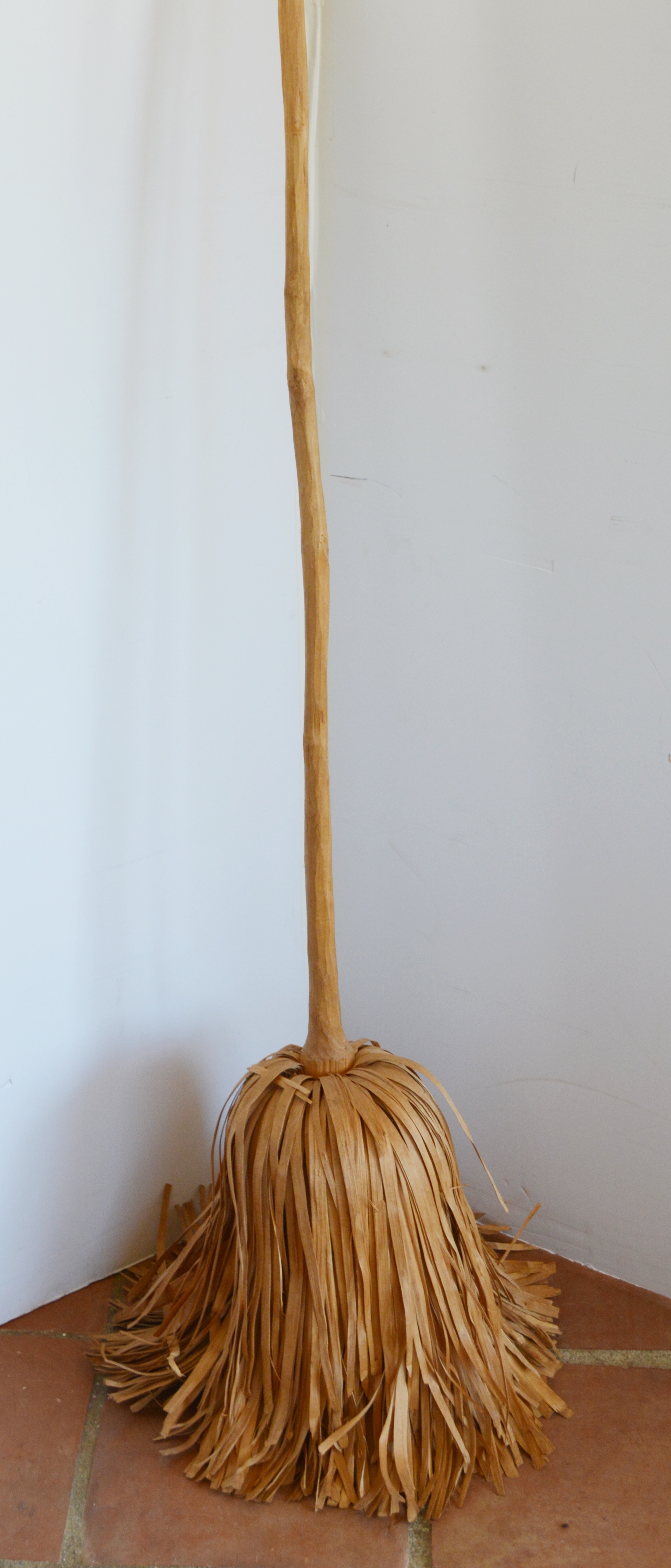 Carved Wood Handle Broom