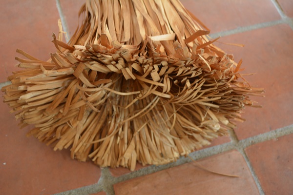 Carved Wood Handle Broom