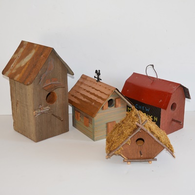 Four Wood Bird Houses