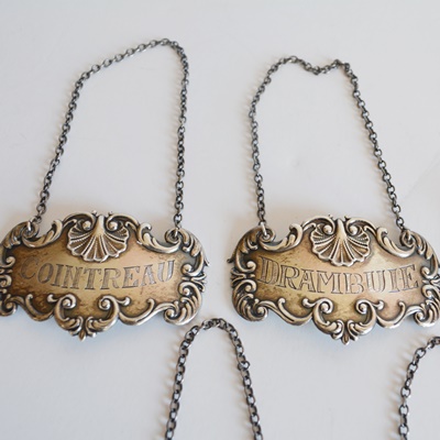 Five Sterling Silver Liquor ID Plates