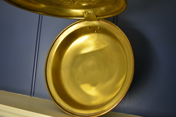 Brass Bed Warmer With Heraldic Shield