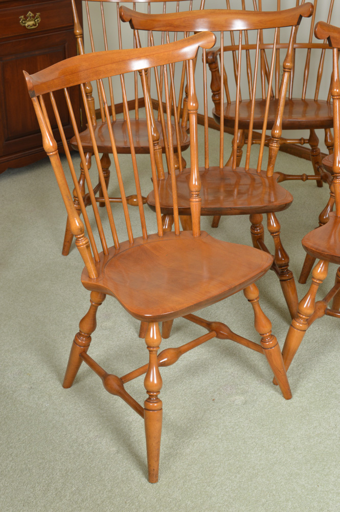 Six Vintage Nichols & Stone Co. "Old Pine" Windsor Chairs