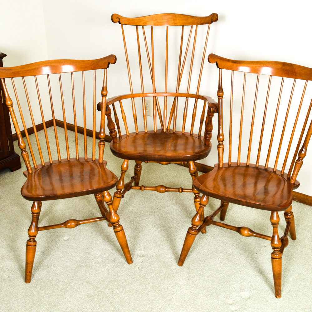 Six Vintage Nichols & Stone Co. "Old Pine" Windsor Chairs