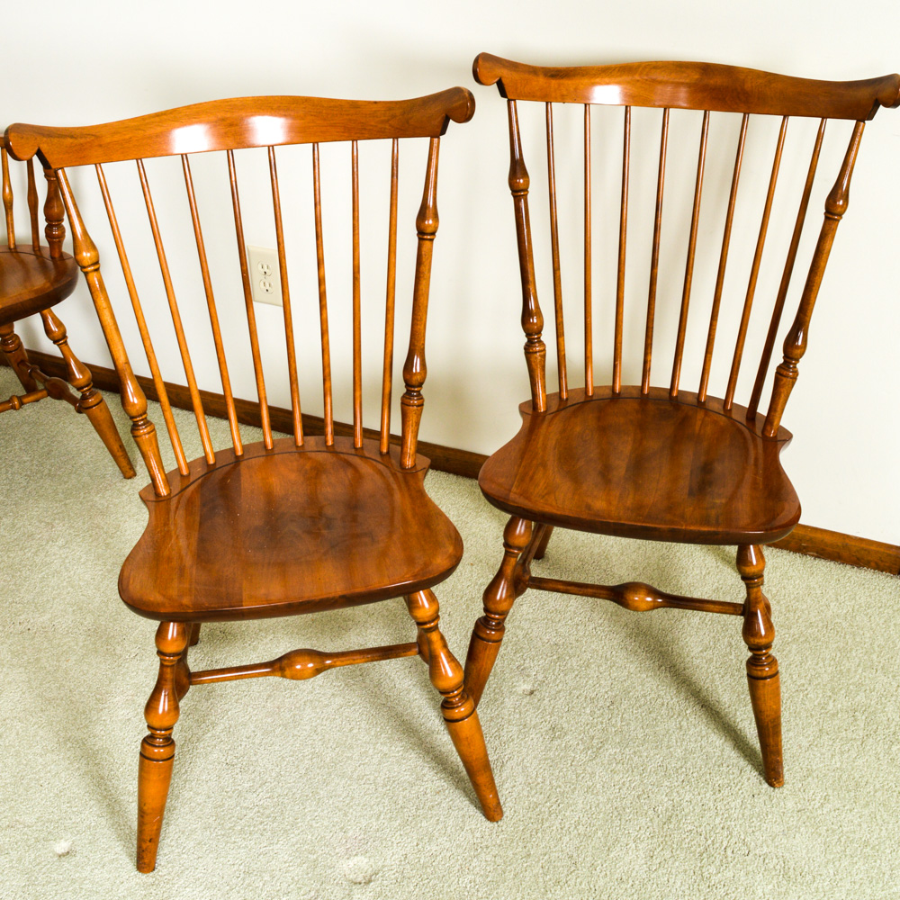 Six Vintage Nichols & Stone Co. "Old Pine" Windsor Chairs