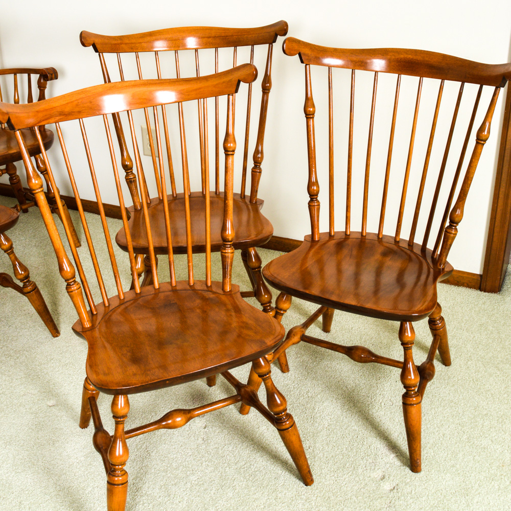 Six Vintage Nichols & Stone Co. "Old Pine" Windsor Chairs