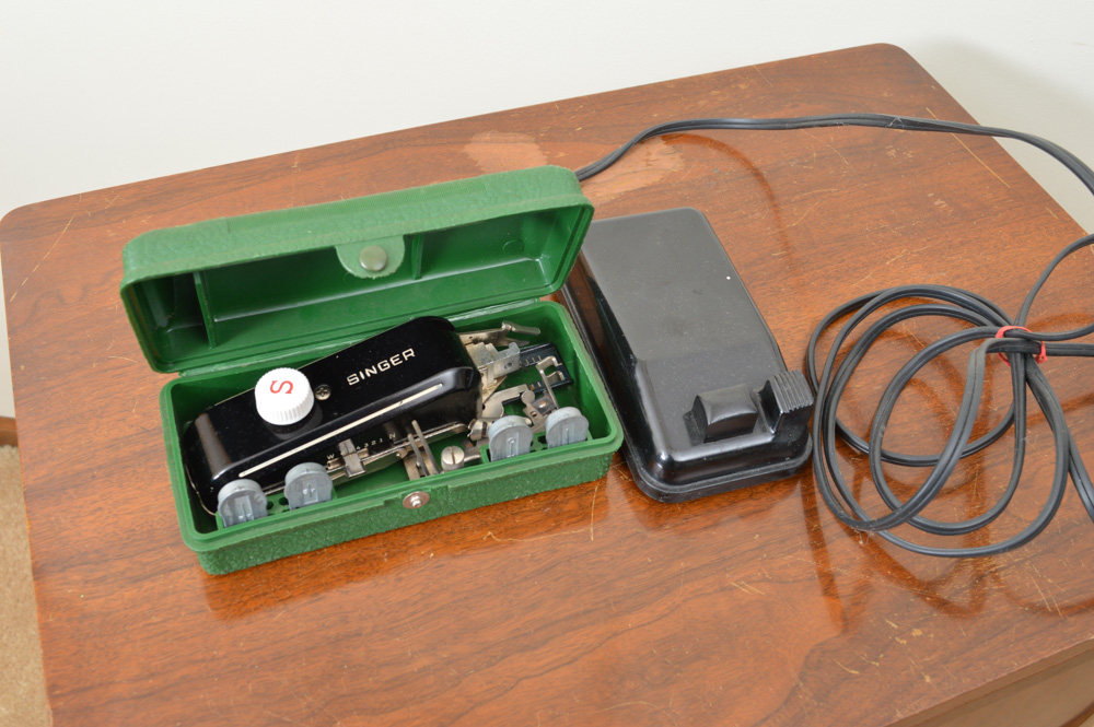 Antique Singer 15-91 Sewing Machine with Mahogany Cabinet and Buttonholer