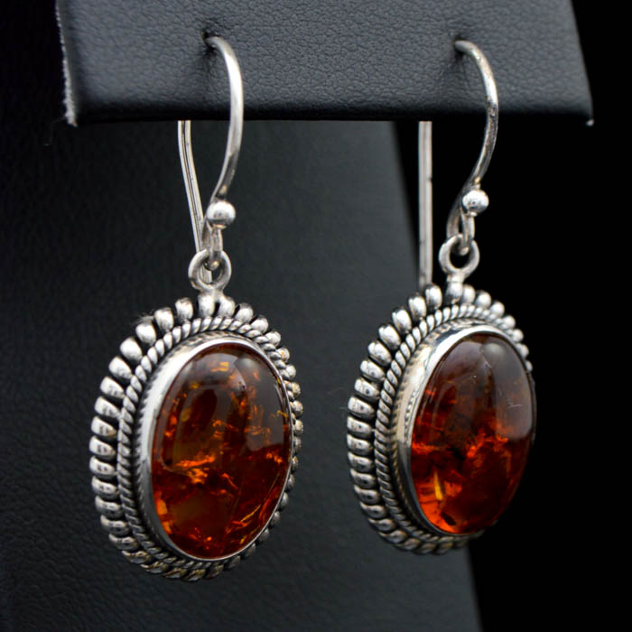 Robert Manse Sterling Silver and Amber Dangle Earrings