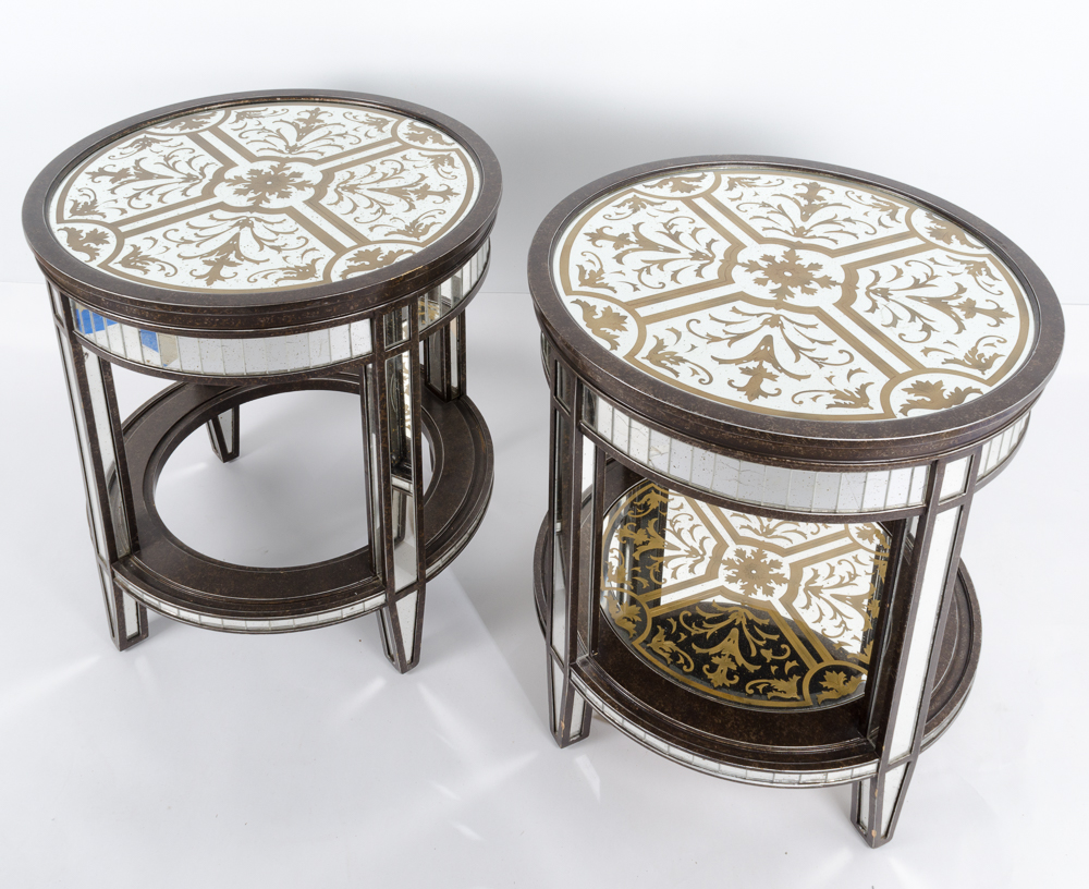 Mirrored Round Side Tables