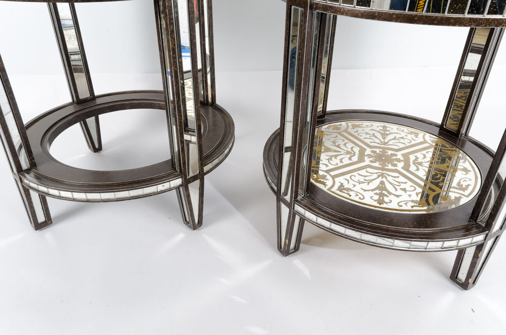 Mirrored Round Side Tables