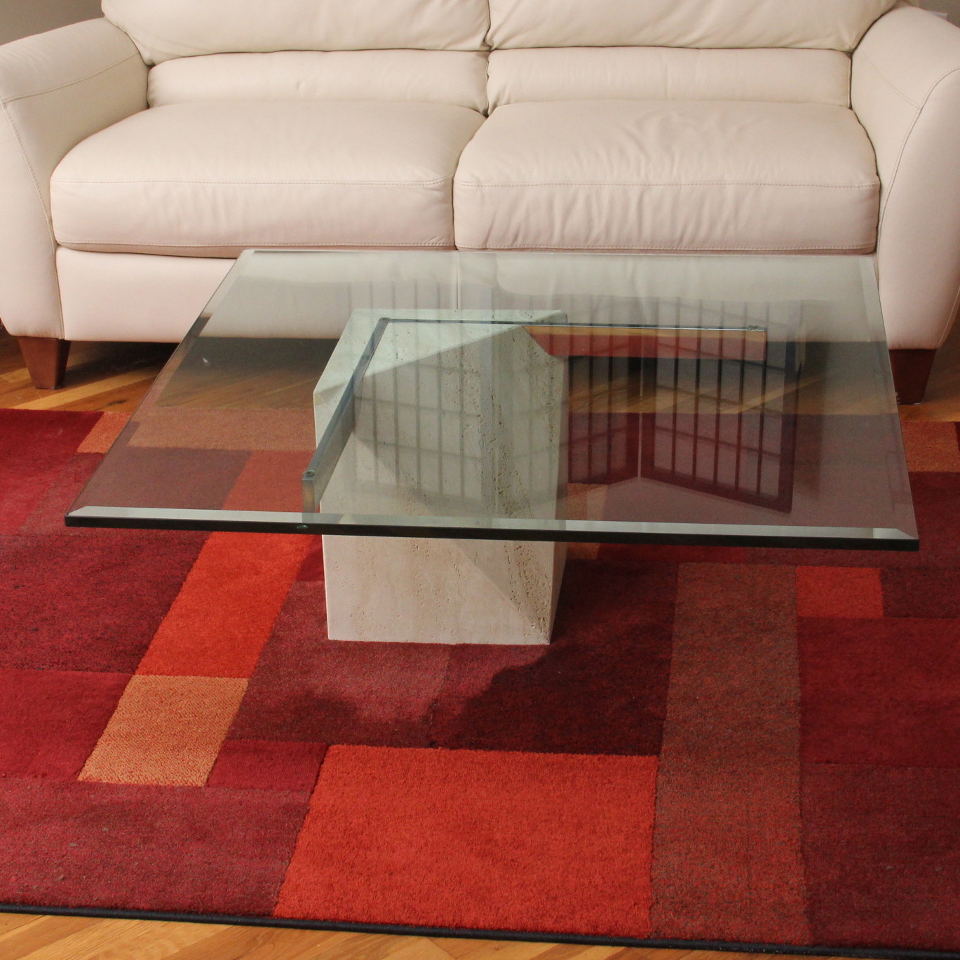 Glass Top Marble Coffee Table