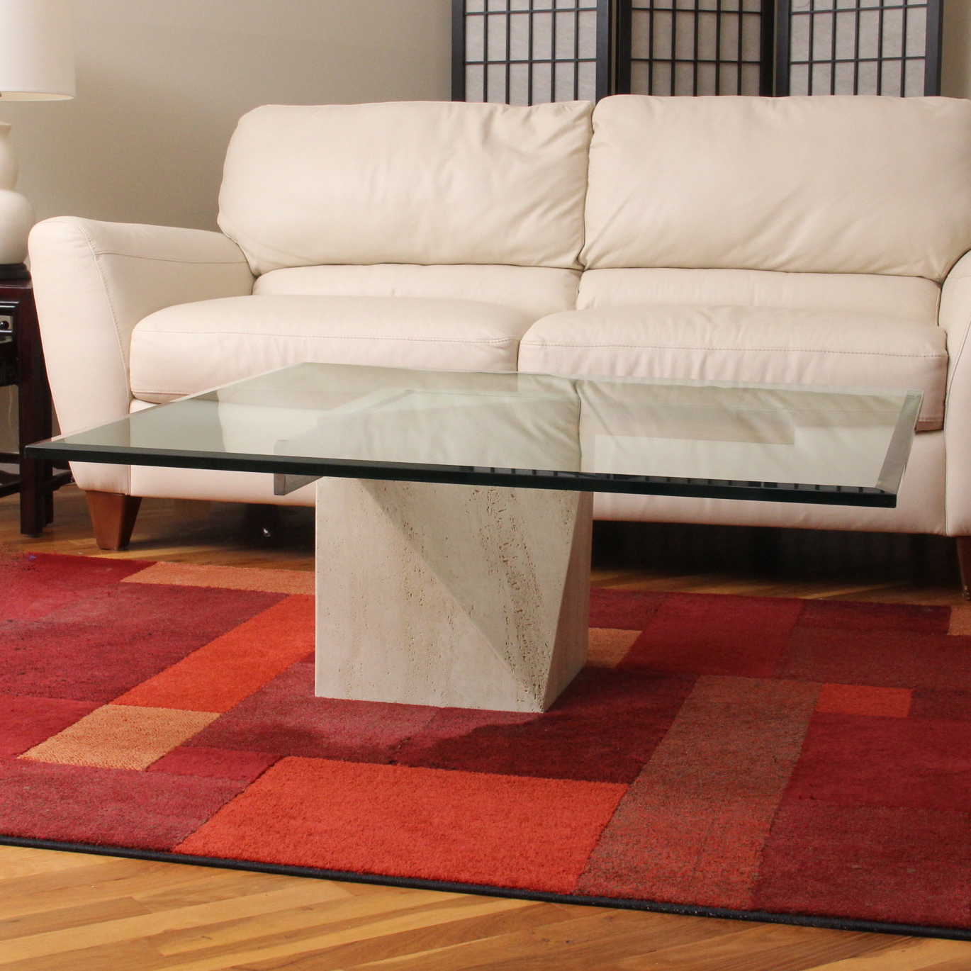 Glass Top Marble Coffee Table