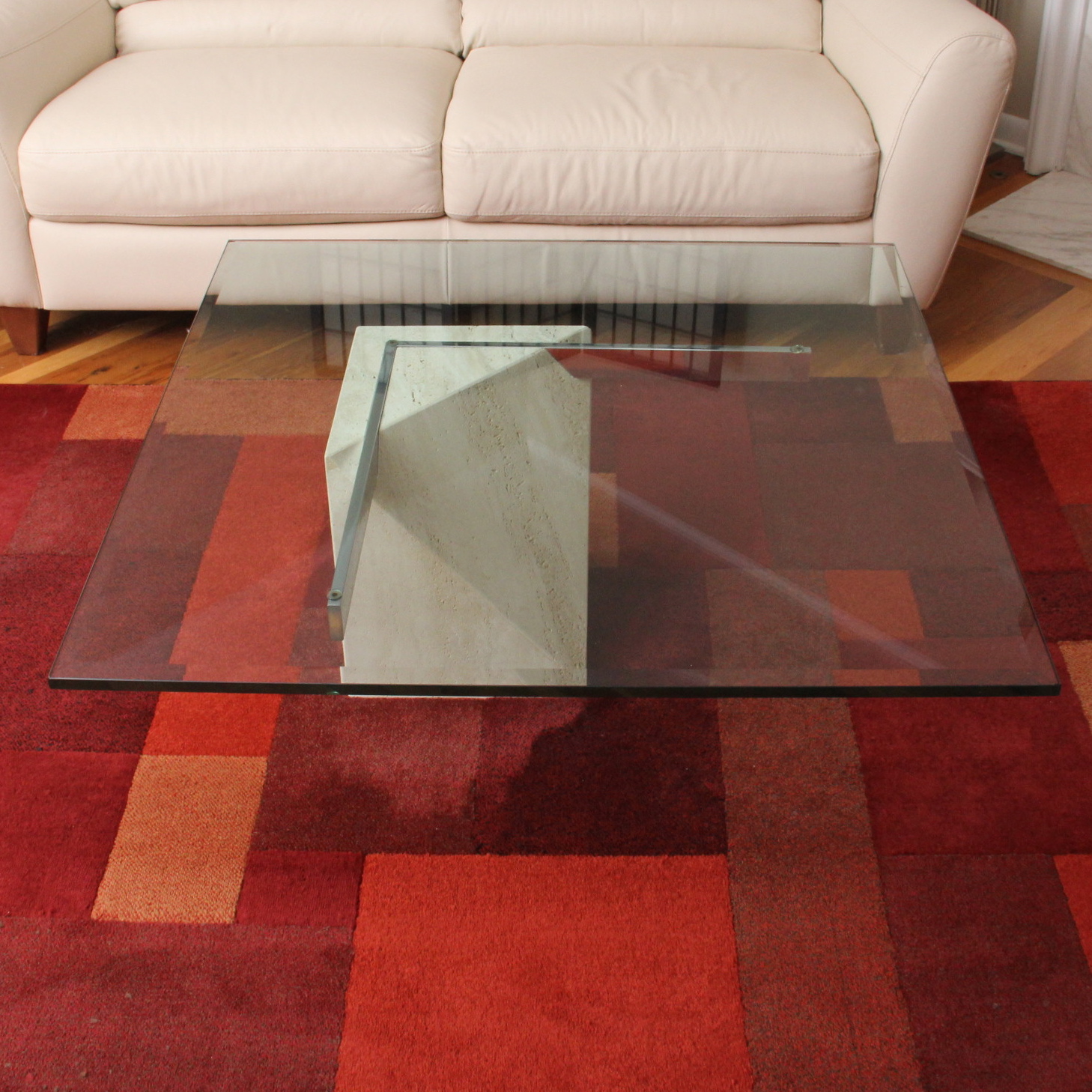 Glass Top Marble Coffee Table