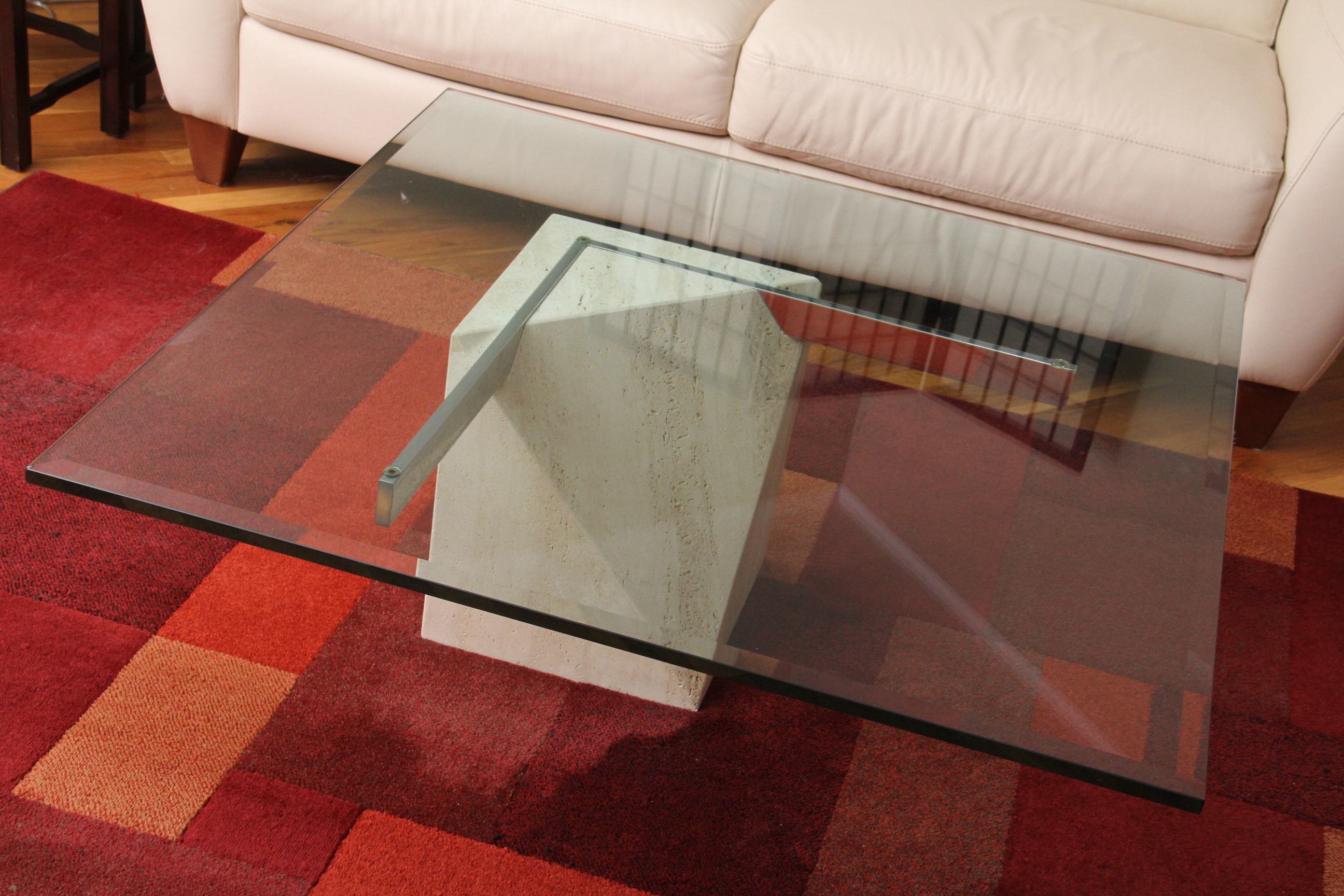 Glass Top Marble Coffee Table