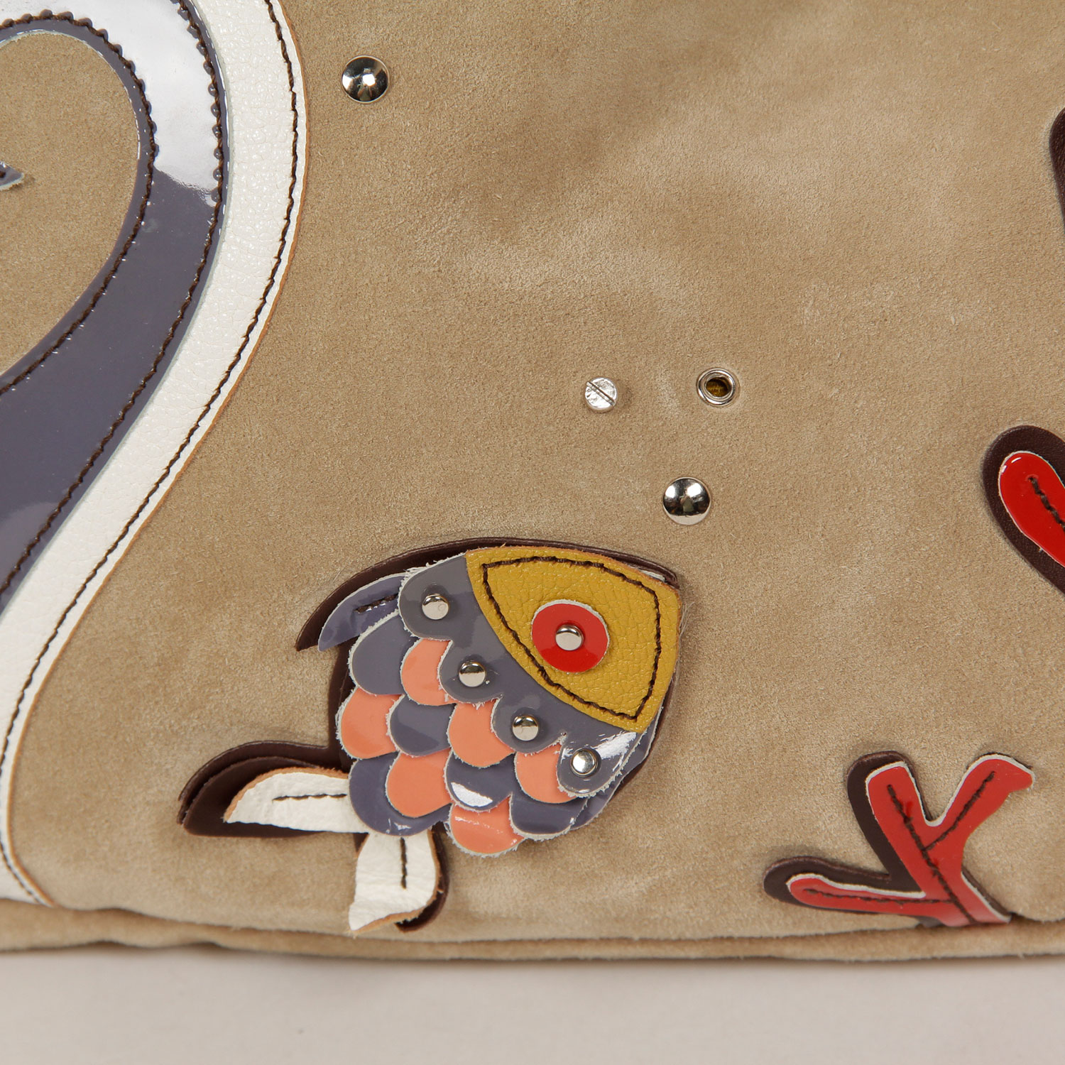 Prada Suede and Ostrich Leather Shopper with a Sea Motif