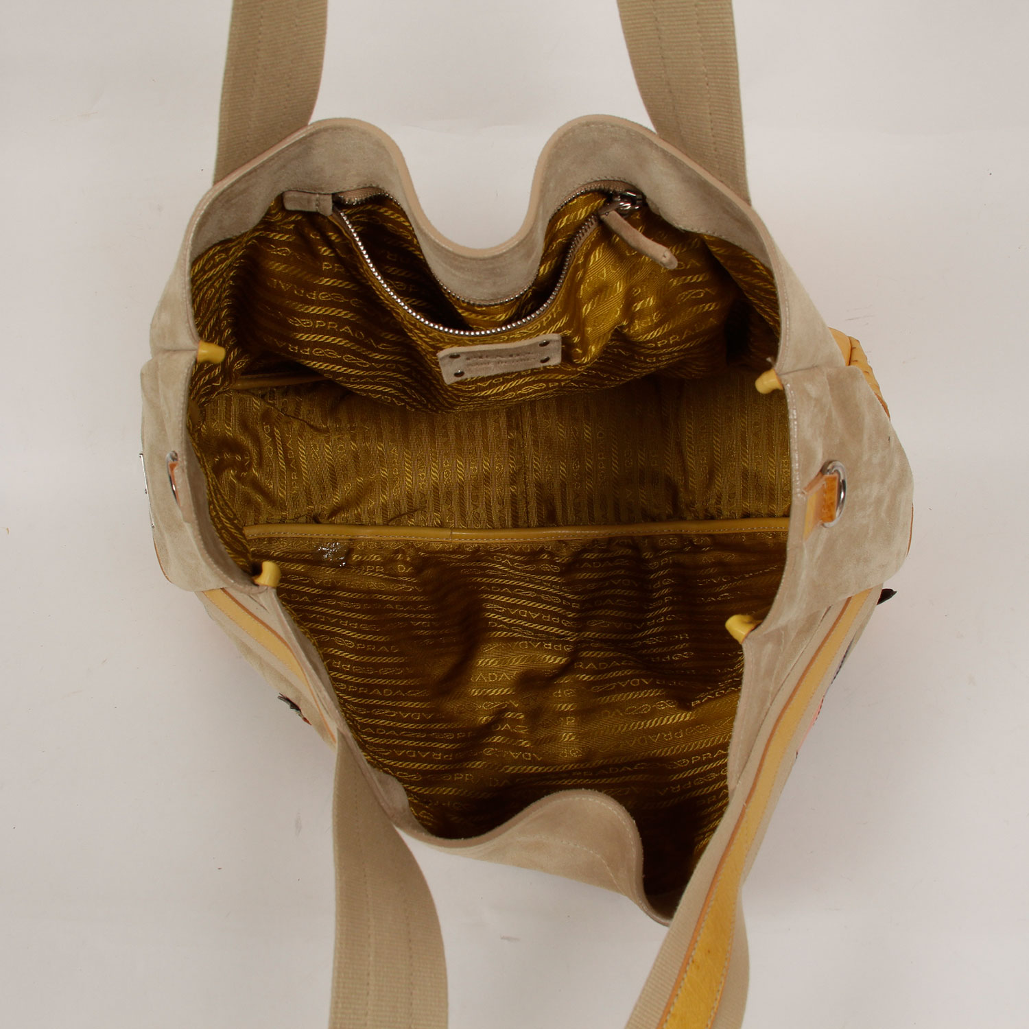 Prada Suede and Ostrich Leather Shopper with a Sea Motif