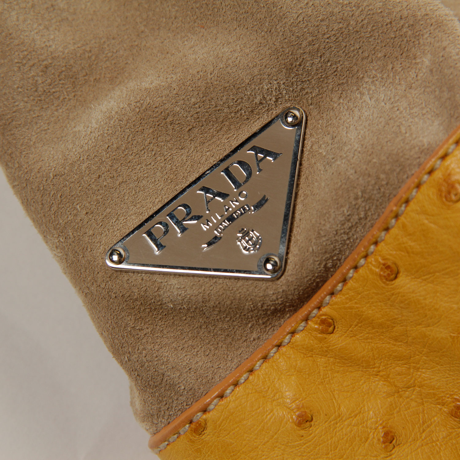 Prada Suede and Ostrich Leather Shopper with a Sea Motif
