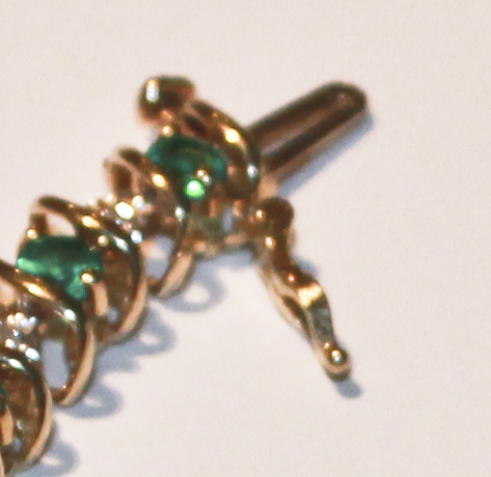 10K Yellow Gold Bracelet With Diamond and Synthetic Emerald Accents