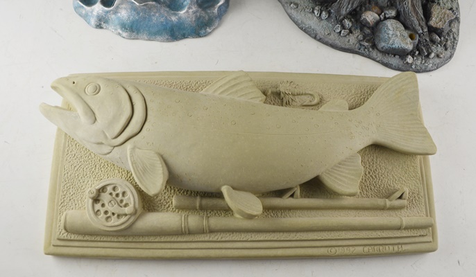 Danbury Mint Fish Figures and Carruth Bass Plaque