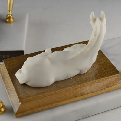 Pair of A. Belcaro Horse Statue Marble Pen Holders