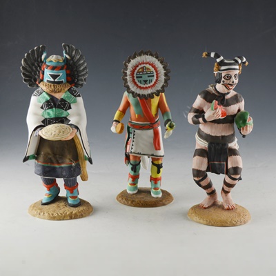 Three Neil David Hopi Kachina Series L/E Porcelain Figurines
