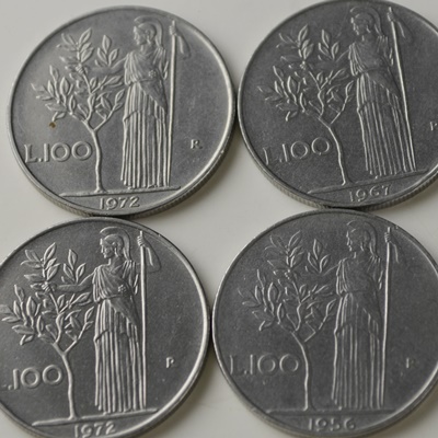 1956, 1967, 1972 Italian 100 Lire Coins